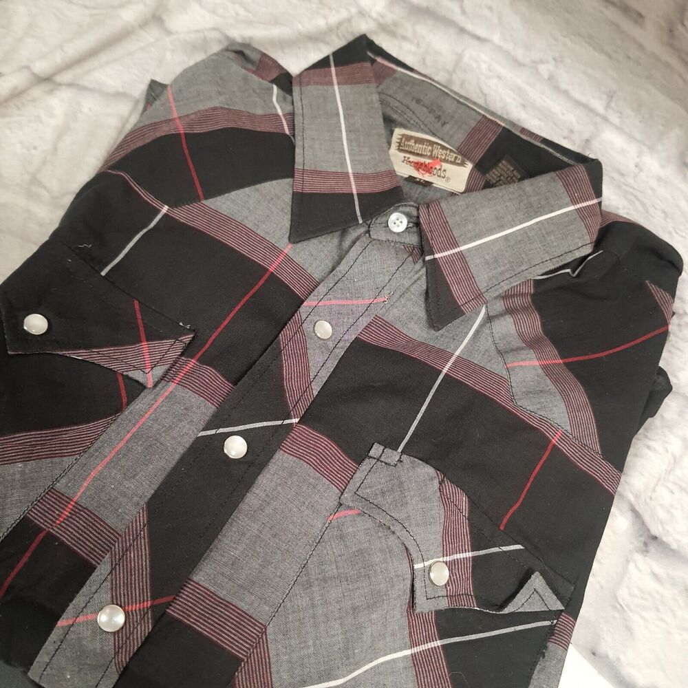 Vintage Authentic Western Youngbloods Plaid Shirt Mens XL Pearl Snap Long Sleeve